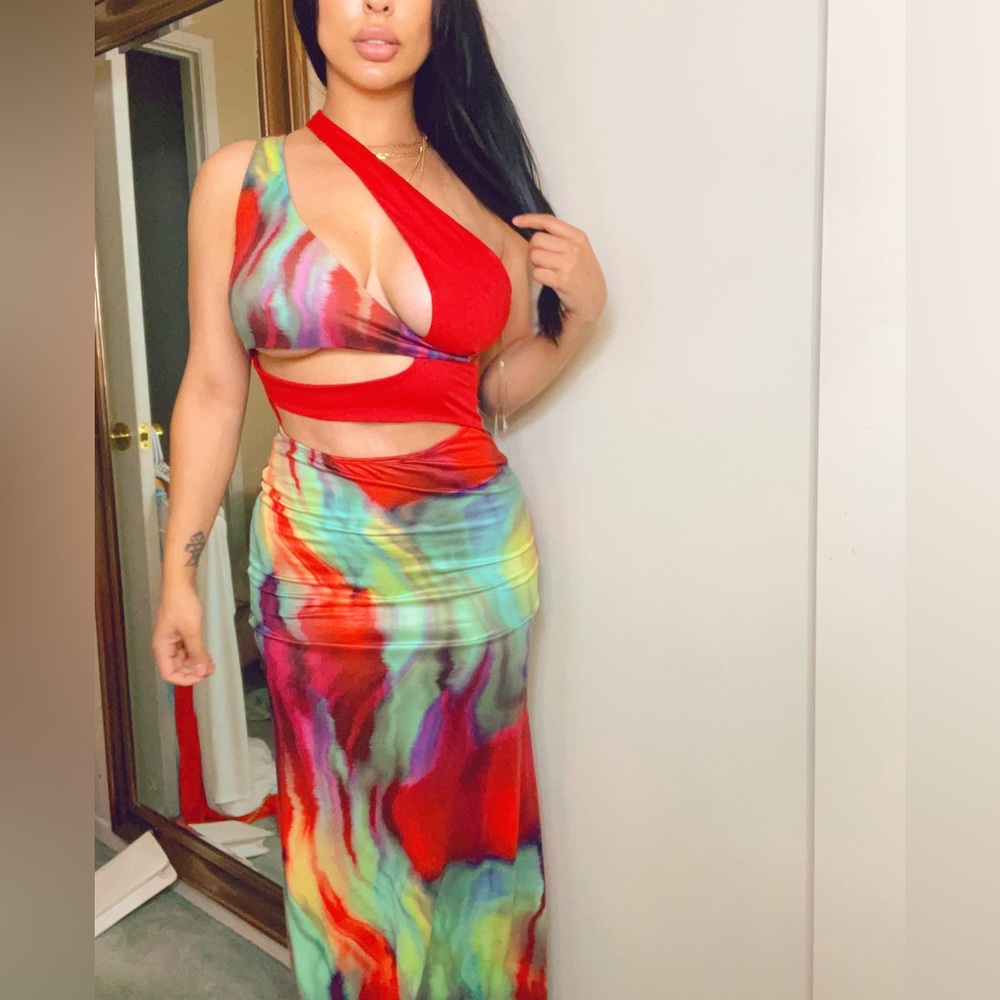 Red maxi dress